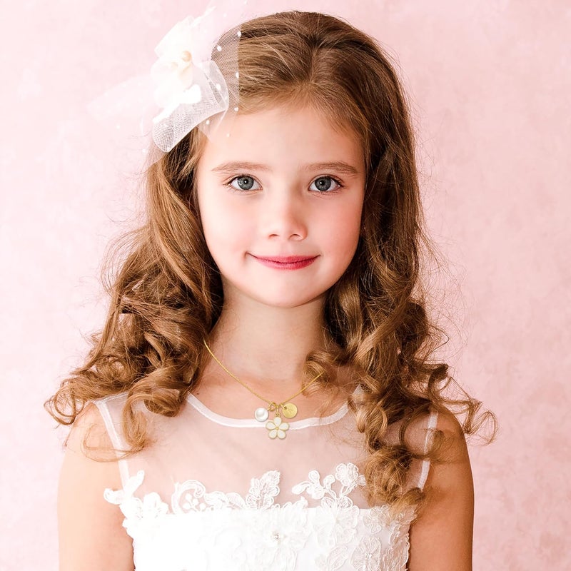 ELLEZZA Valentines Day Gifts for Kids-Flower Girl Gift,Initial Letter Necklace for Flower Girl,14K Gold Plated Proposal Gifts on Wedding Bridal Party - Image 3